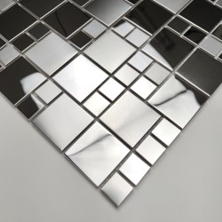 Mosaique en inox effet miroir et brossé cuisine ou salle de bain Coretto