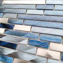 Malla mosaico aluminio muro cocina ducha baño modelo Wadiga Bleu