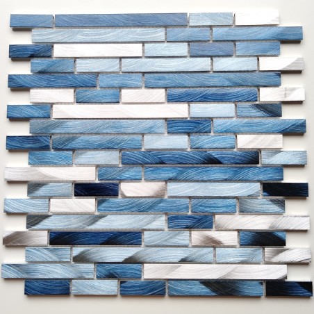 Malla mosaico aluminio muro cocina ducha baño modelo Wadiga Bleu