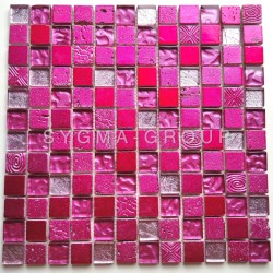 Malla mosaico baño ducha y cocina modelo Alliage Fucsia