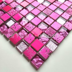 Malla mosaico baño ducha y cocina modelo Alliage Fucsia