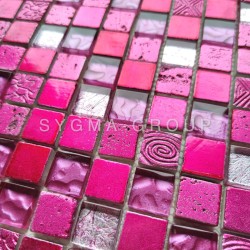 Malla mosaico baño ducha y cocina modelo Alliage Fucsia