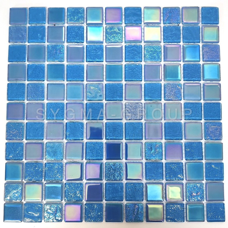 Mosaique carrelage de verre murale cuisine et salle de bains Habay Bleu