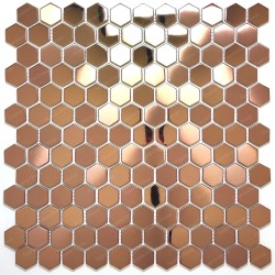 hexagonal mosaic tile in steel model Kasi Copper