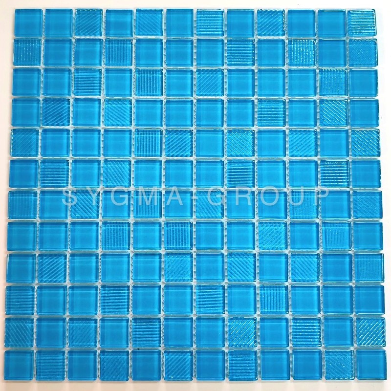 Azulejo de mosaico azul Lorens Bleu para baño