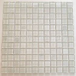 Lorens Blanc white glass mosaic tile for modern bathrooms and kitchens.