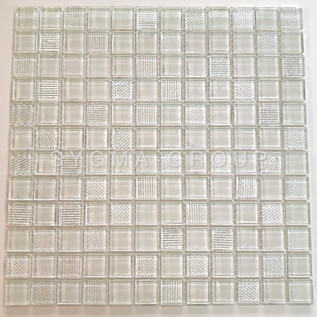 Mosaico de vidrio blanco Lorens Blanc para baños y cocinas modernas.