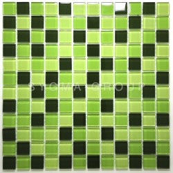 Azan Vert Mosaic - Green Glass Tiles for Bathroom and Kitchen