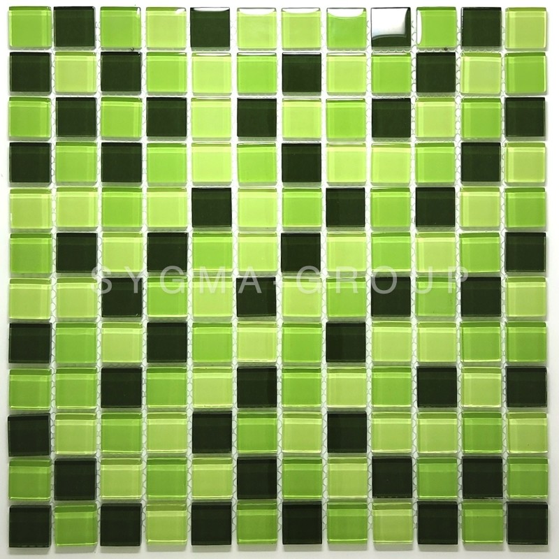 Azan Vert Mosaic - Baldosas de vidrio verde para baño y cocina