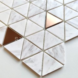 Geometric Marble & Metal Tile – Perfect for Backsplash & Shower Walls