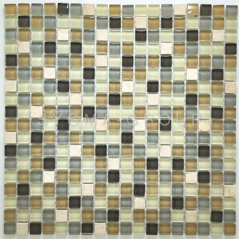 Mosaico de vidrio y mármol – Azulejo moderno para baño y ducha