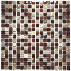 Mosaïque en verre et marbre marron MOCAV pour salle de bain