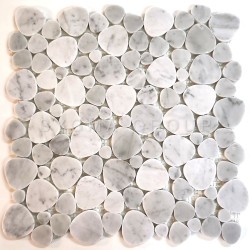 White marble mosaic pebble tile for bathroom floors and walls