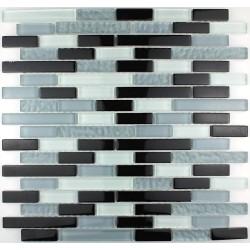 Mosaique carrelage verre 1 plaque NOIR MIX