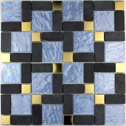 Mosaique carrelage verre 1 plaque NOIR MIX